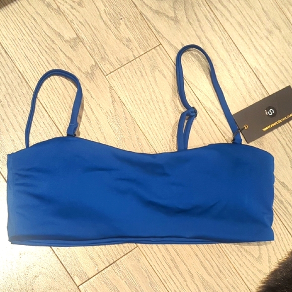 Blue Strapless Strapy Bikini Top - Size S - Picture 2 of 6